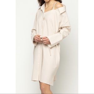 OAK+FORT Off Shoulder Shirt Dress